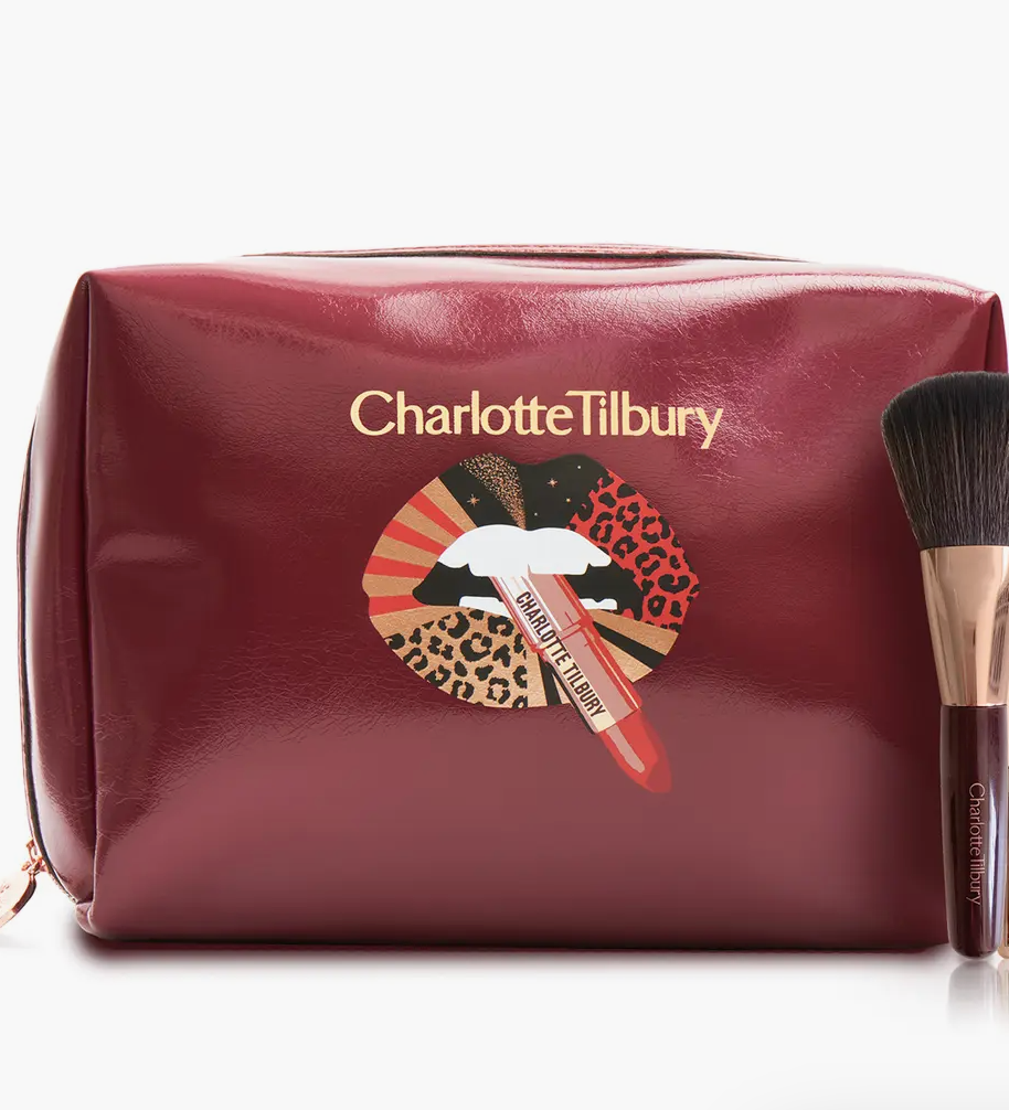 【 現貨 】Charlotte Tilbury 超大容量化妝收納袋 酒紅色 Make up Bag