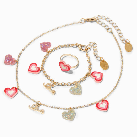 Barbie Y2K 心心 首飾套裝(頸鏈 手鏈 戒指)Bracelet Necklace Ring Set