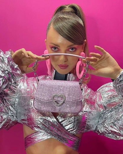 Barbie 限量Y2K粉紅色閃石手袋 Handbag