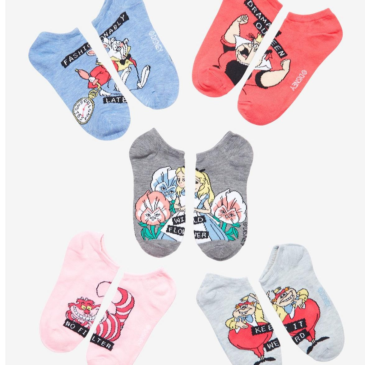 【 現貨 】Disney 迪士尼限量愛麗絲襪 一套5款 Alice in wonderland Socks